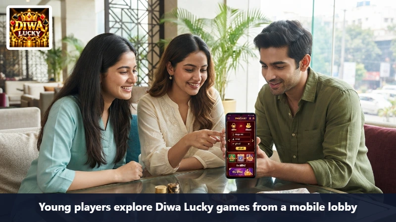 Young players explore Diwa Lucky games from a mobile lobby